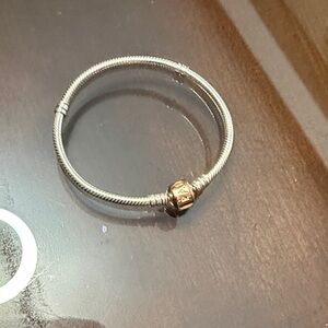 Pandora Silver Bracelet with Gold-Toned Charm